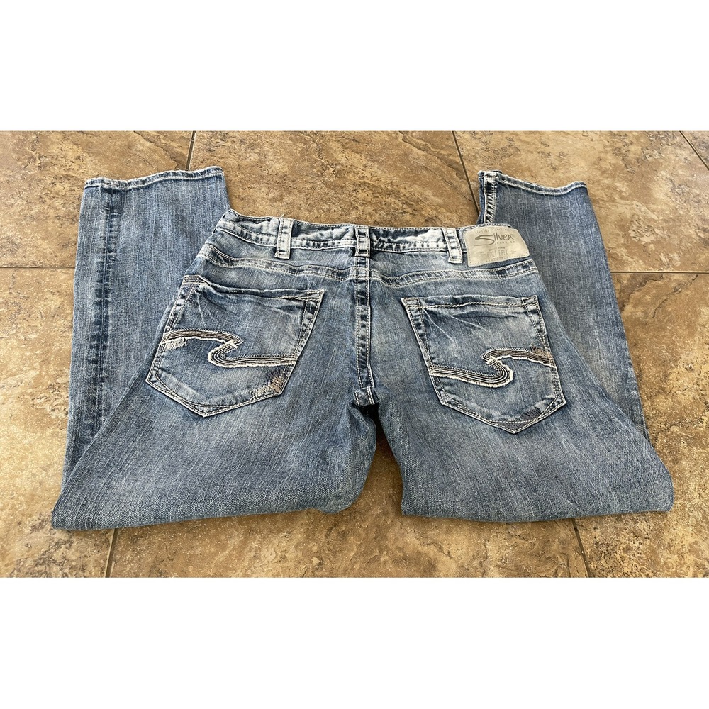 Men's SILVER Eddie Jeans Size 34X30 Straight Leg Fit 34X29 - Picture 5 of 9
